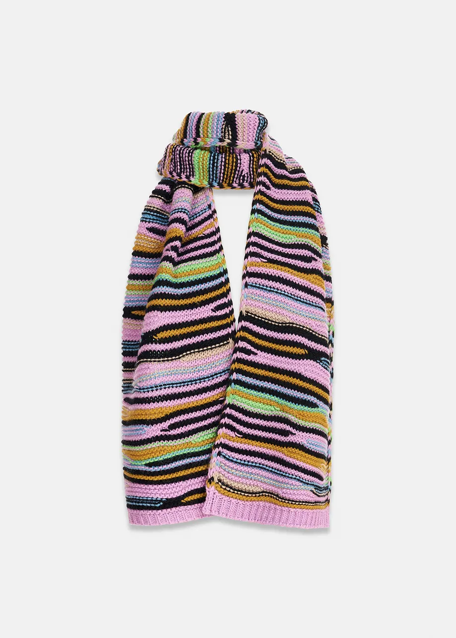 Lilac striped scarf with inside-out look