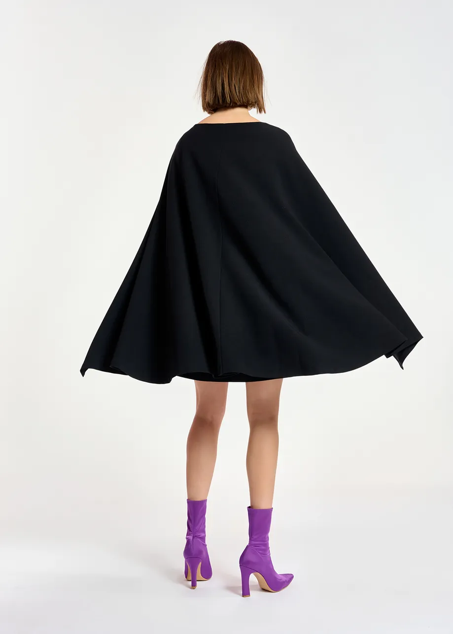Black cape-effect mini dress