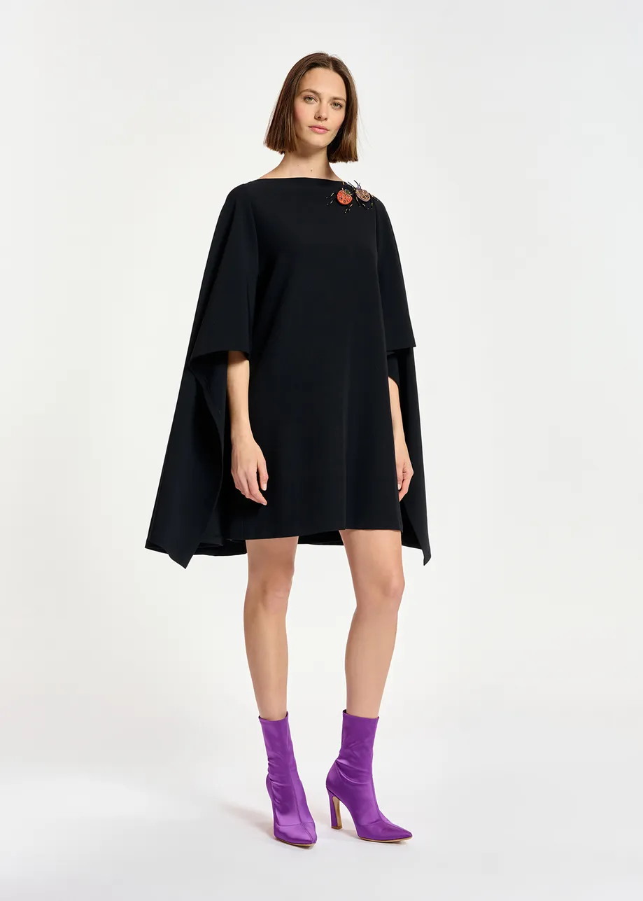Black cape-effect mini dress