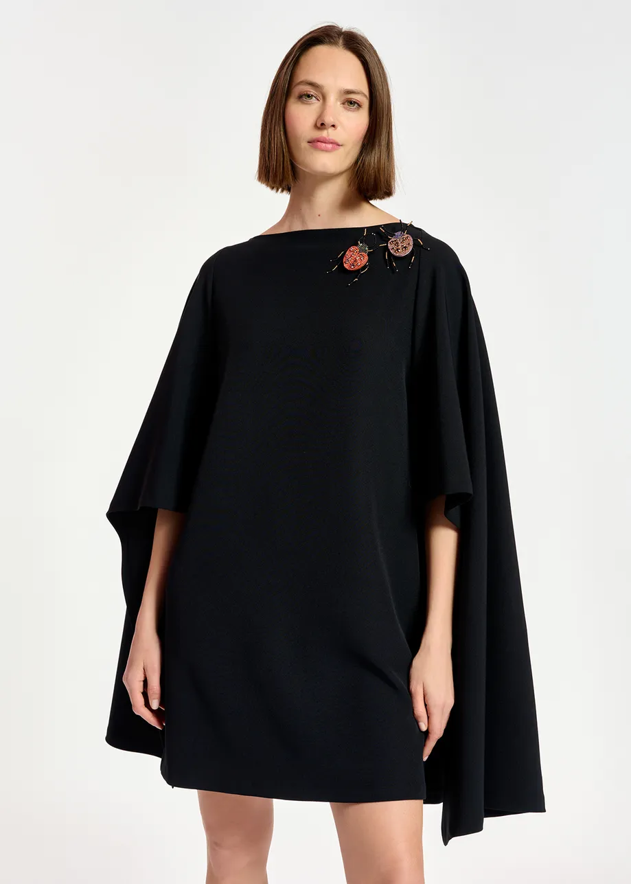 Black cape-effect mini dress