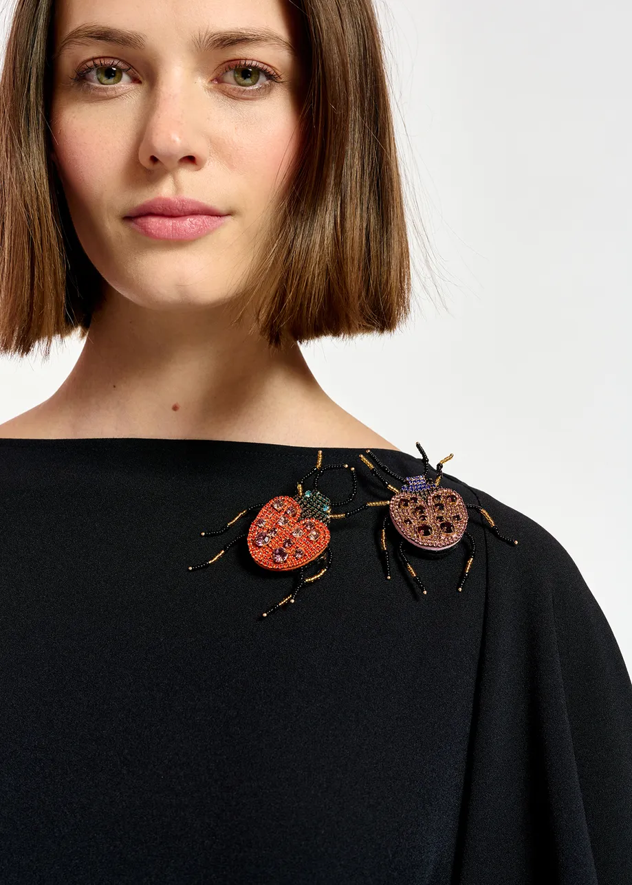 Black cape-effect mini dress