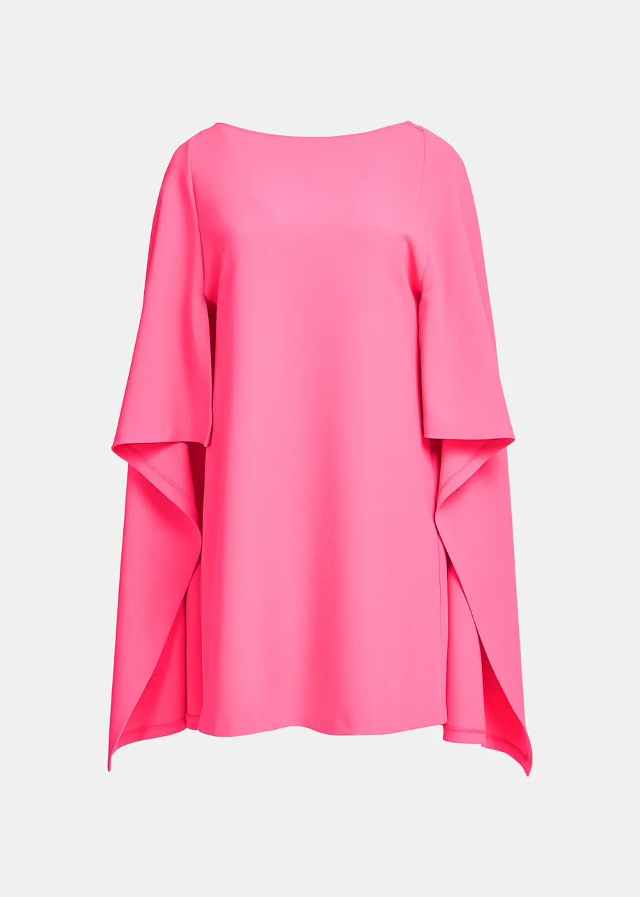 Neon pink cape-effect mini dress