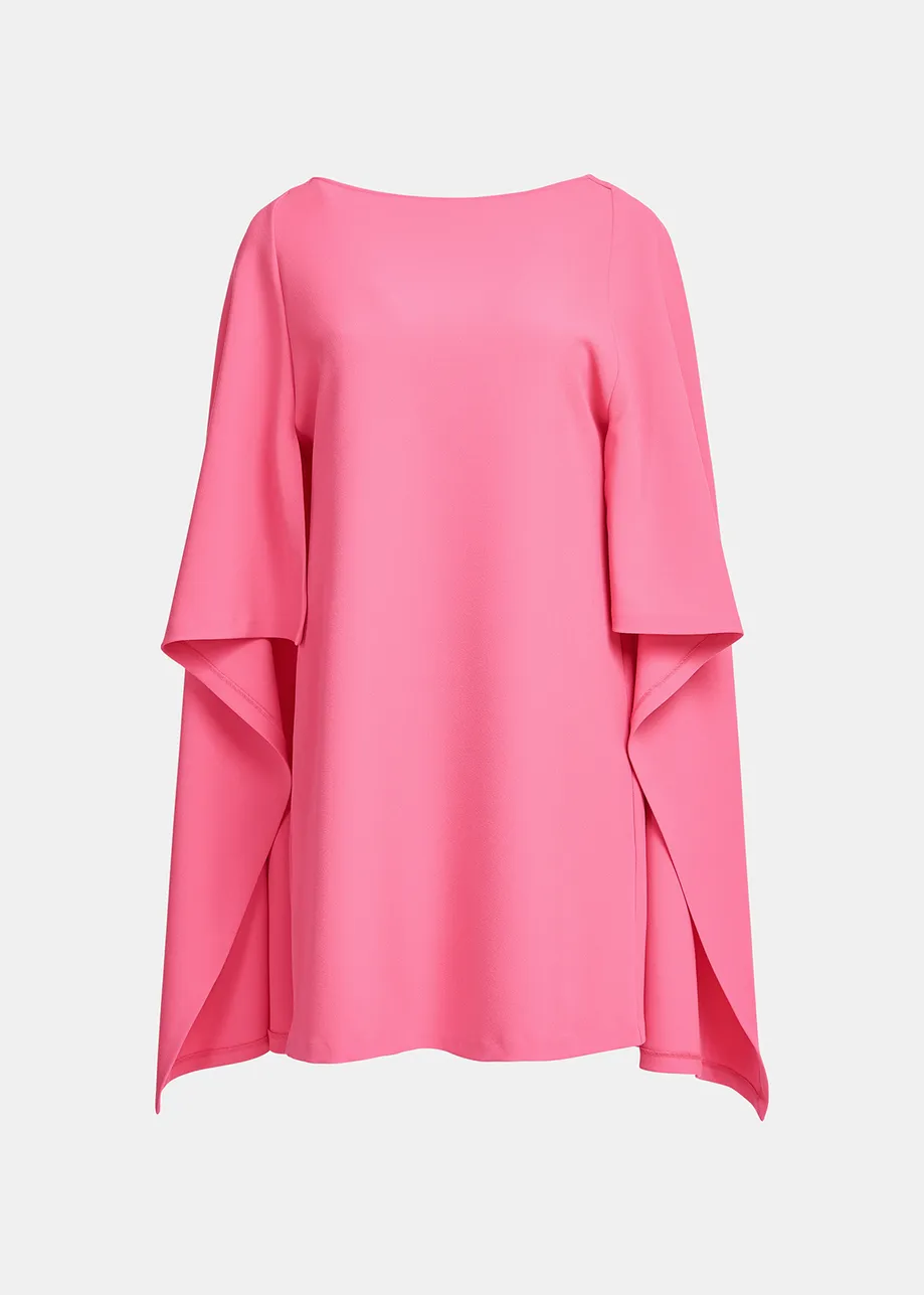 Neon pink cape-effect mini dress