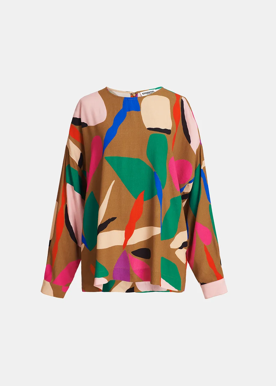 Camel top met grafische print