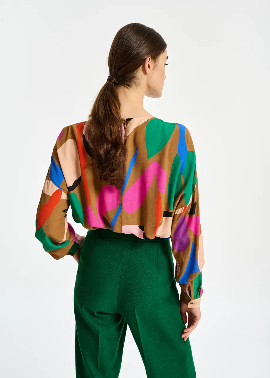 Camel top met grafische print