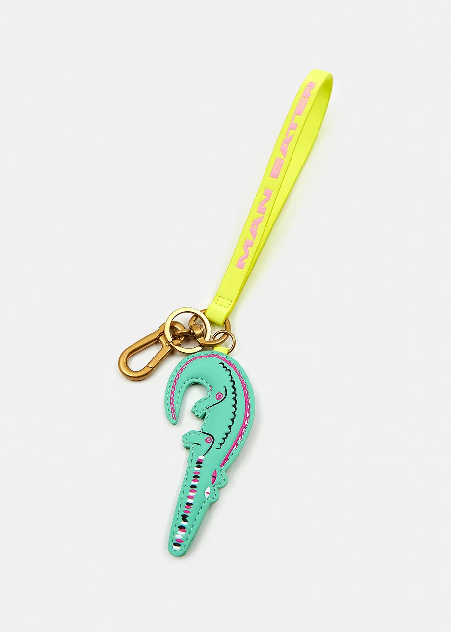 Turquoise and neon yellow alligator keyhanger