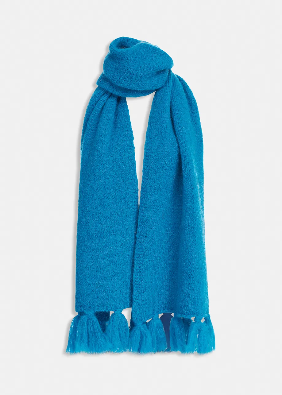 Blauwe oversized sjaal van mohairmix