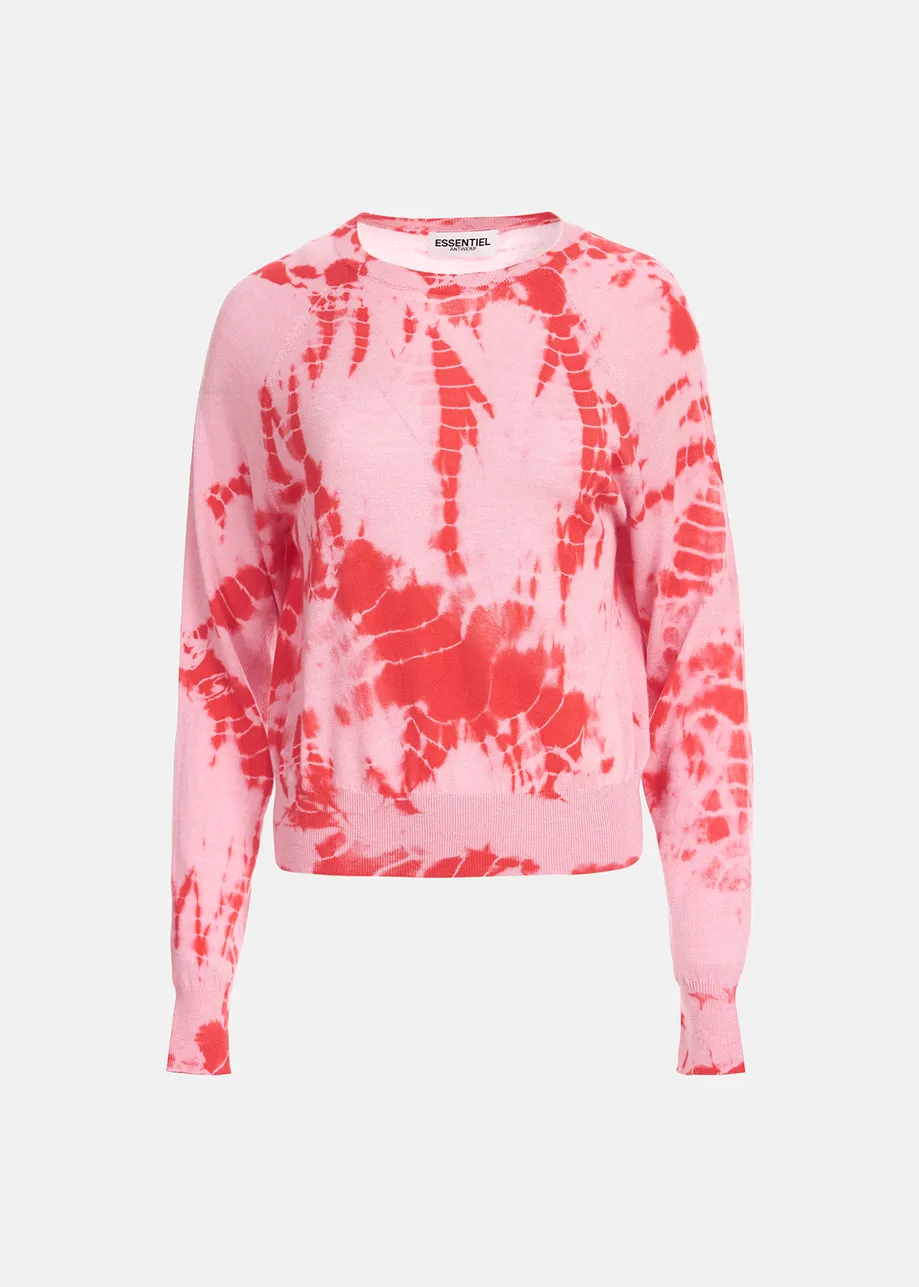 Pull tie-dye rouge et rose