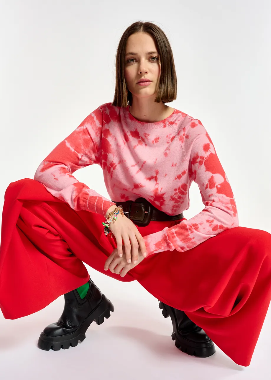Red and pink tie-dye sweater