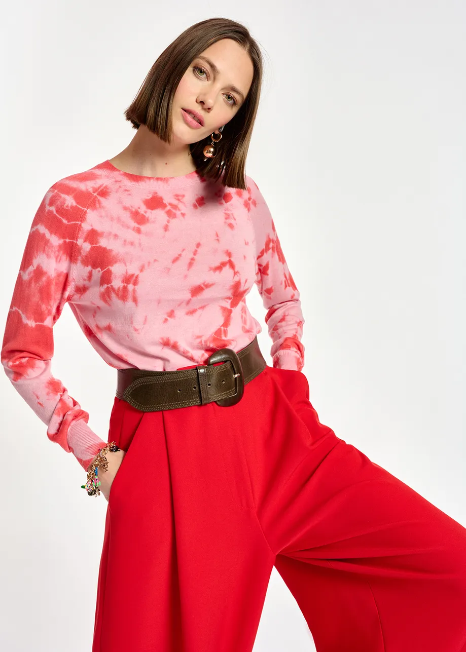 Pull tie-dye rouge et rose