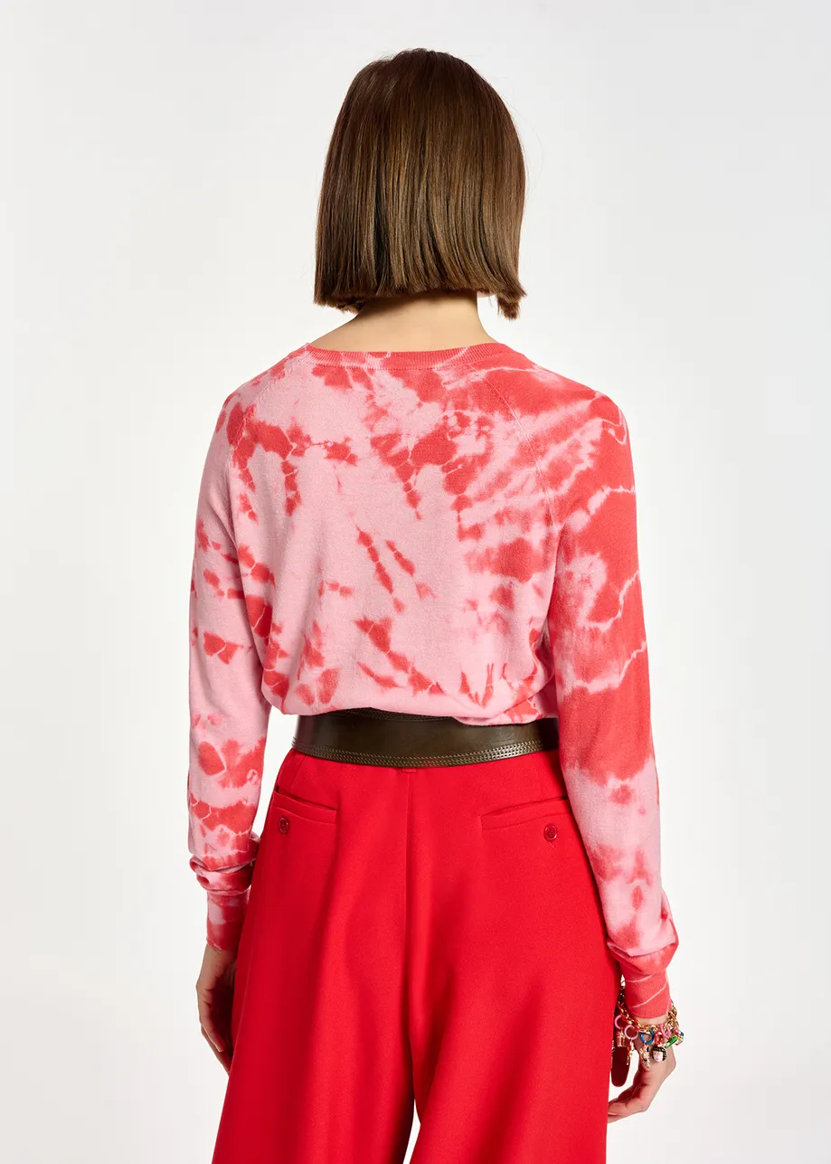 Pull tie-dye rouge et rose