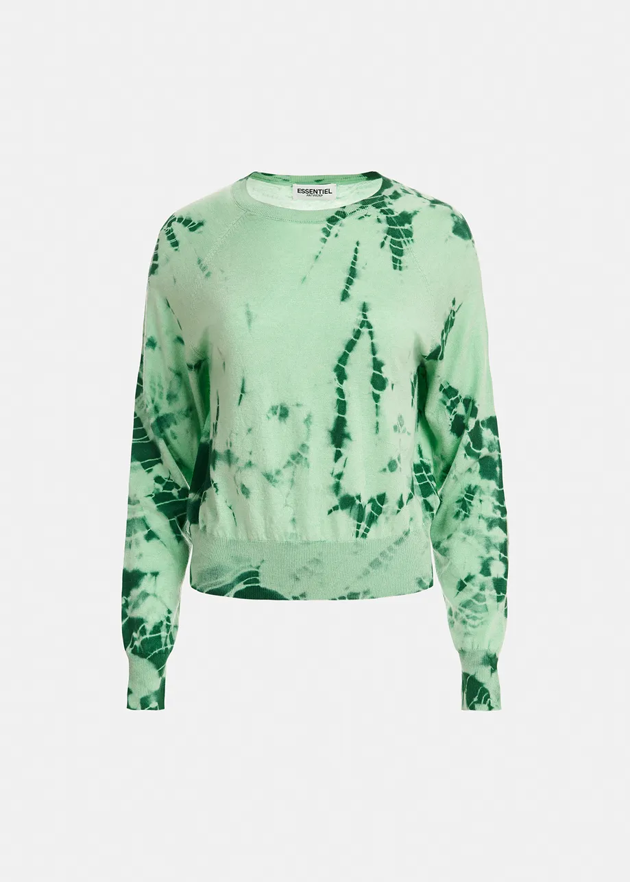 Mint green and dark green tie-dye sweater