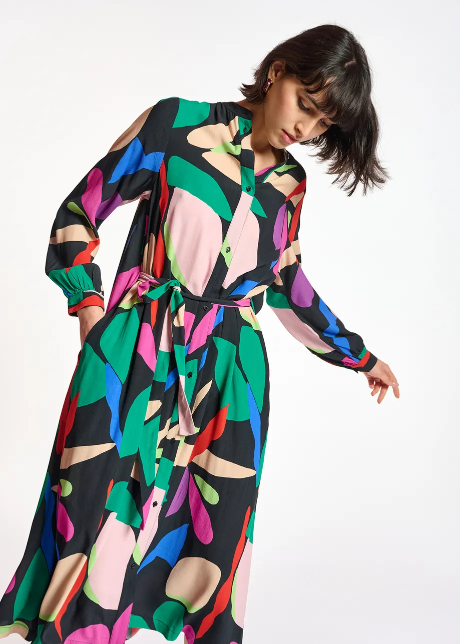 Zwarte hemdjurk met grafische print