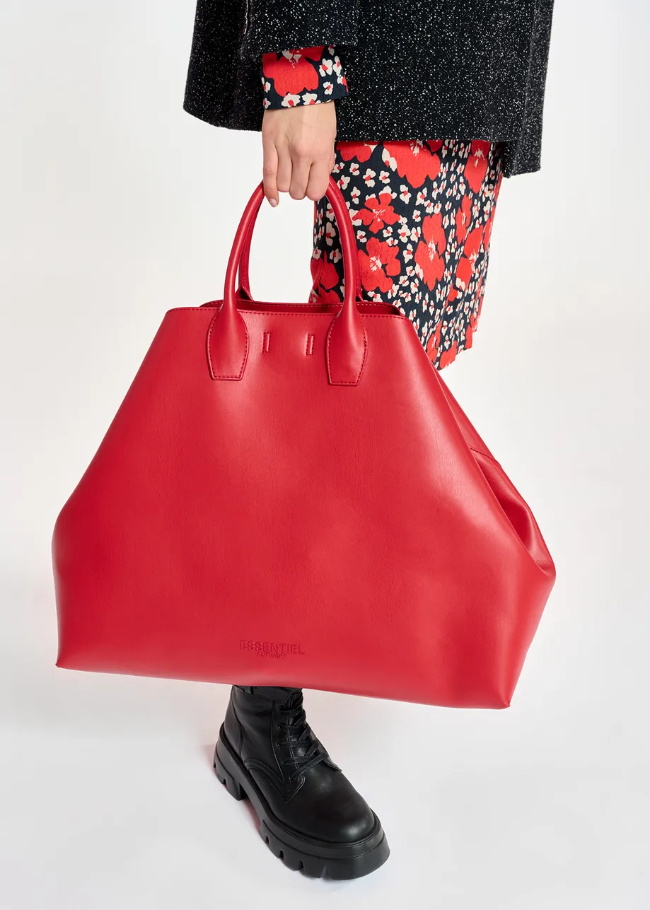 Red faux leather shopper bag