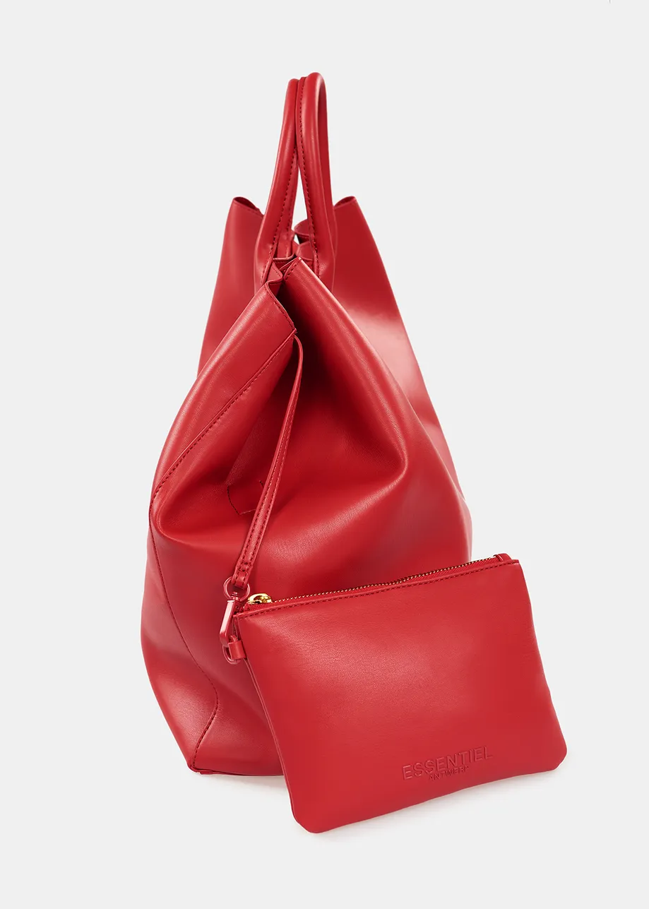 Red faux leather shopper bag