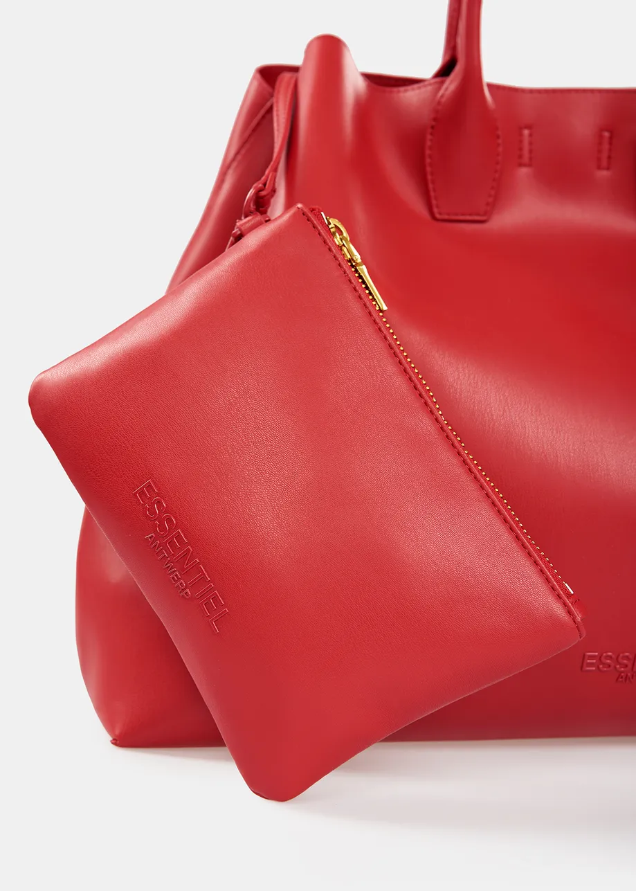 Red faux leather shopper bag