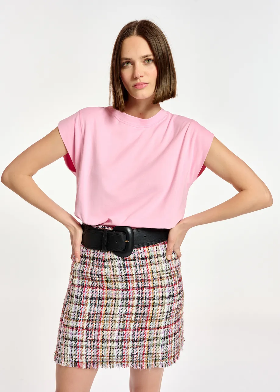 Multicolor tweed mini skirt