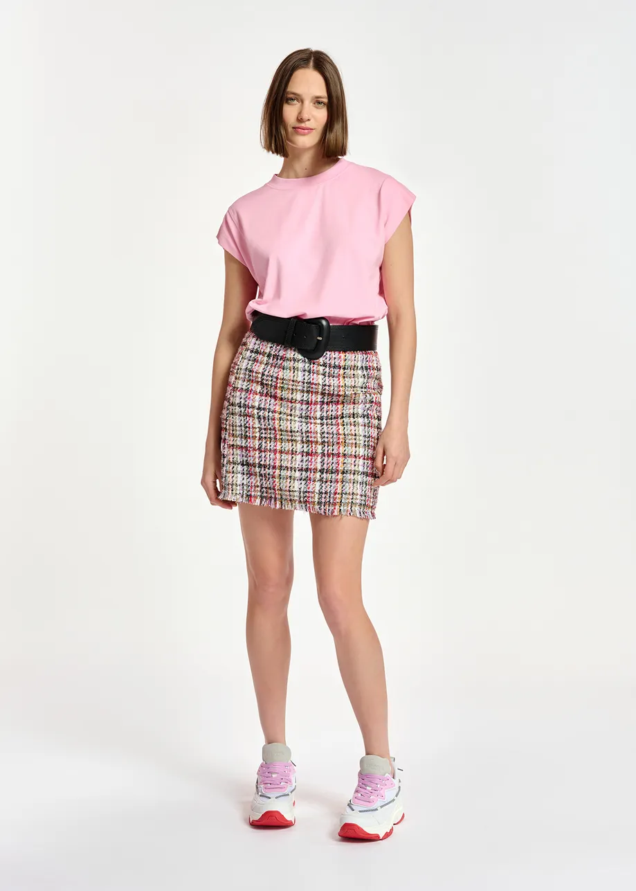 Multicolor tweed mini skirt