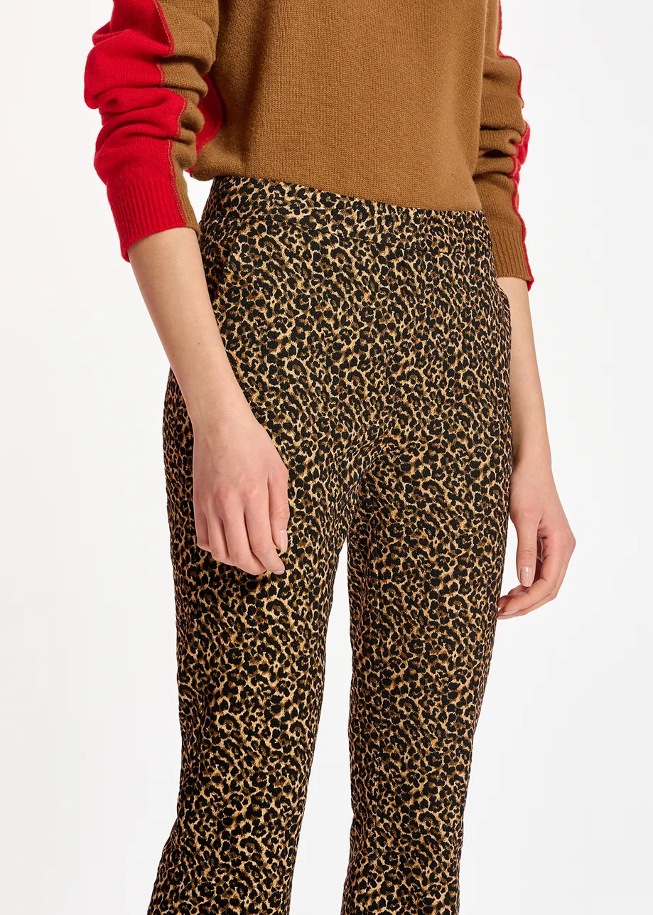 Flared-fit leopard-motif pants