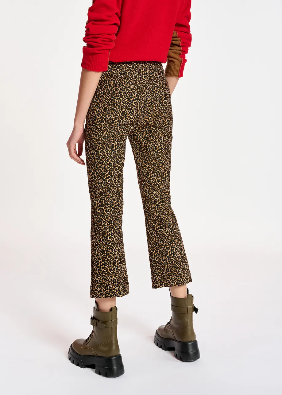 Flared-fit leopard-motif pants