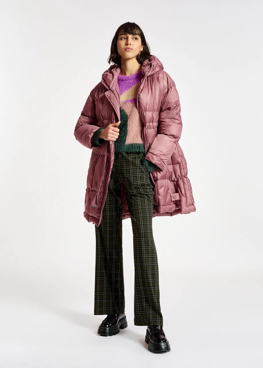 Vintage pink hooded puffer coat