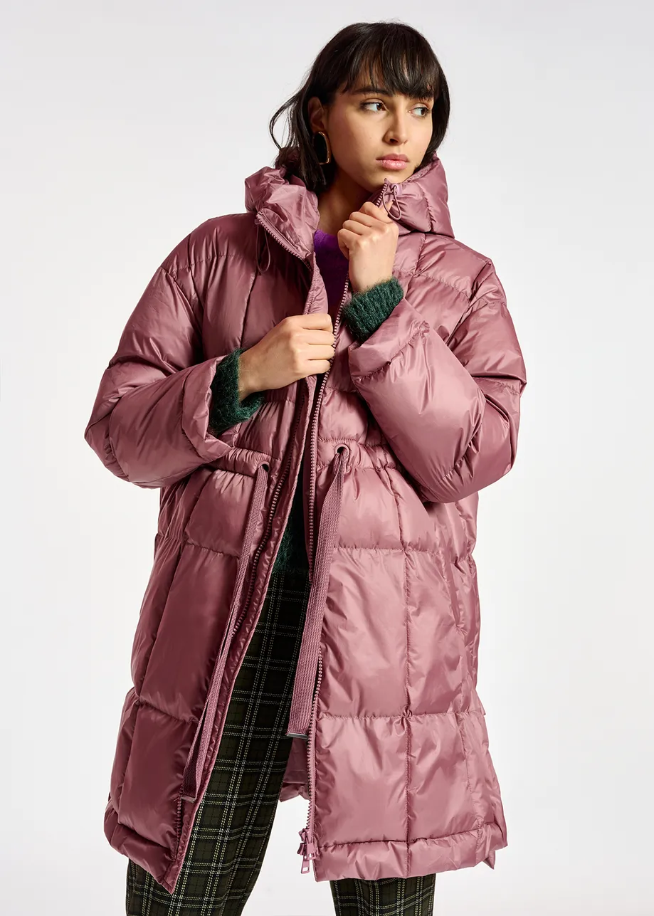 Vintage pink hooded puffer coat