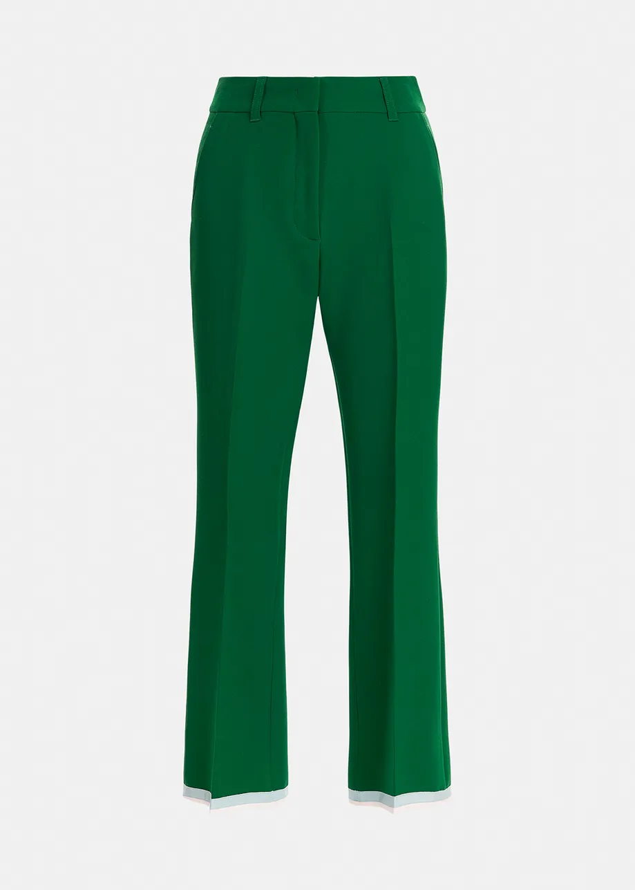 Dark green flared-fit pants