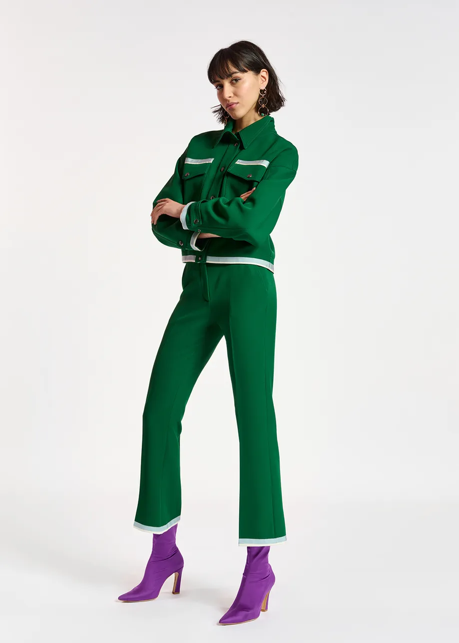 Dark green flared-fit pants