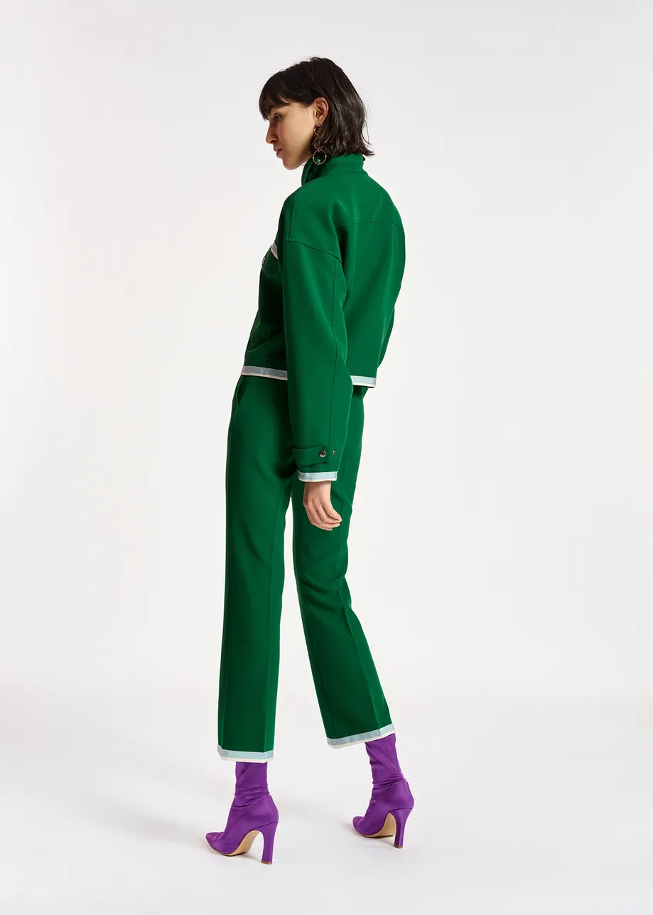 Dark green flared-fit pants