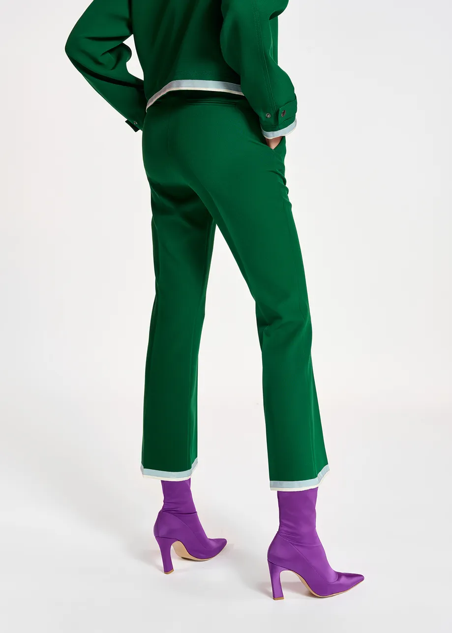 Dark green flared-fit pants