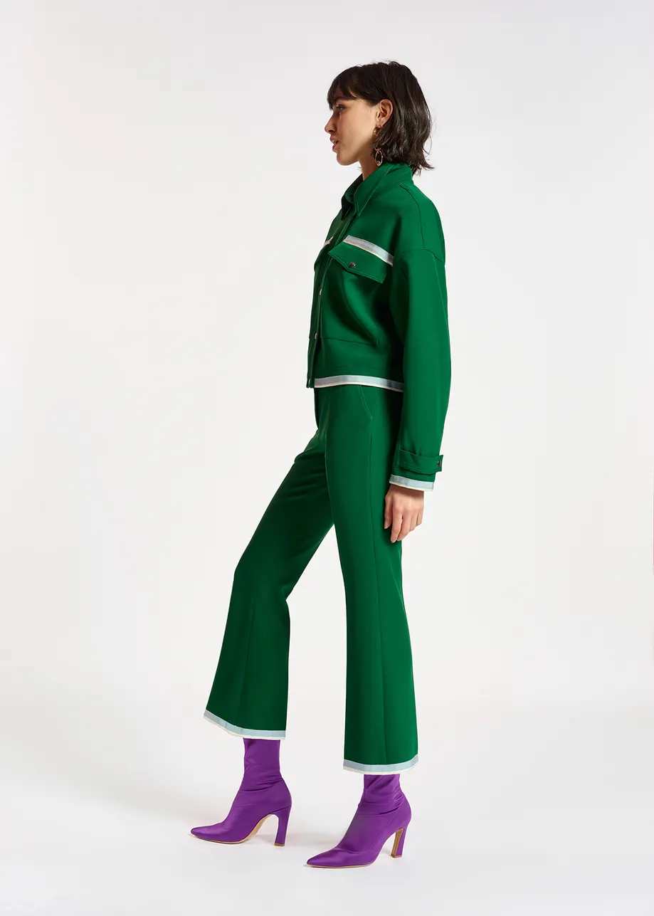 Dark green flared-fit pants