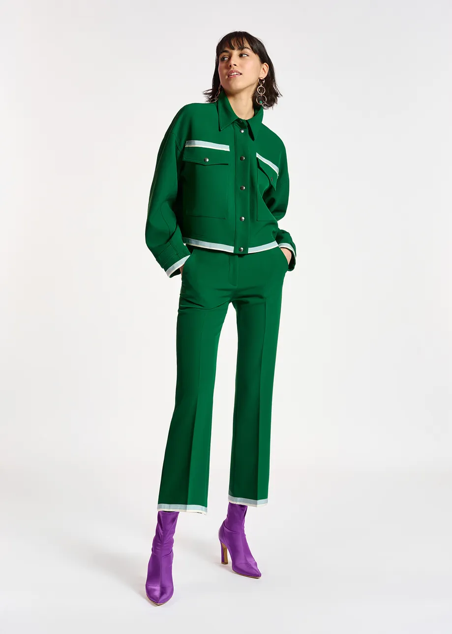 Dark green flared-fit pants