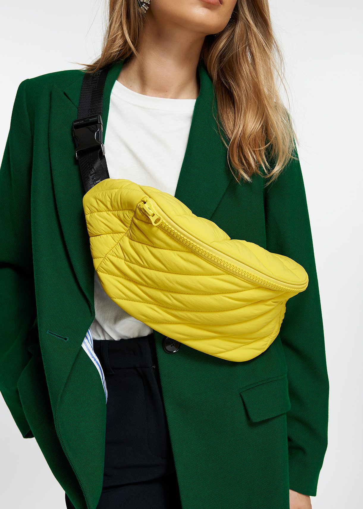 Yellow quilted shoulder bag