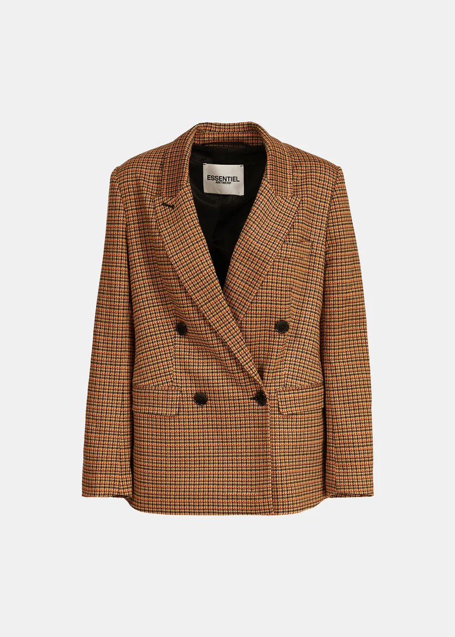 Double-breasted houndstooth blazer