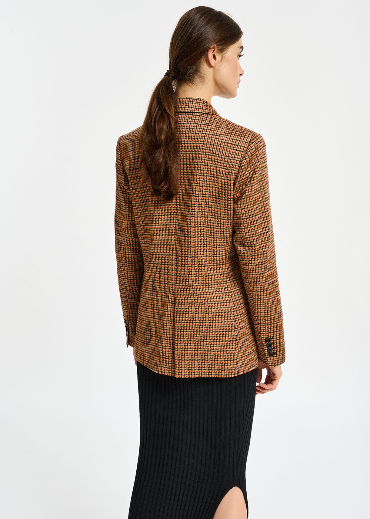 Double-breasted houndstooth blazer