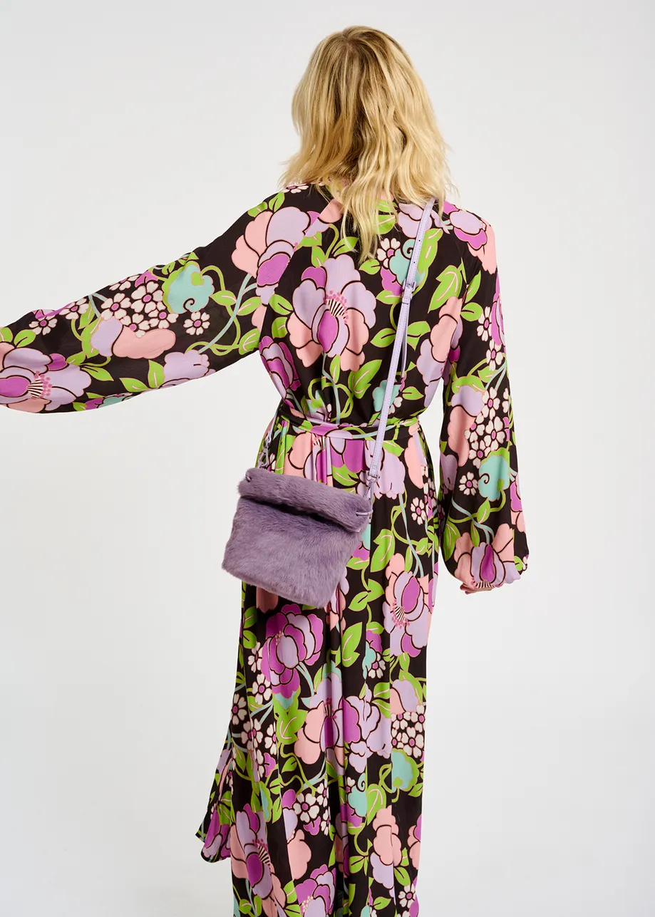 Robe maxi noire à imprimé fleuri