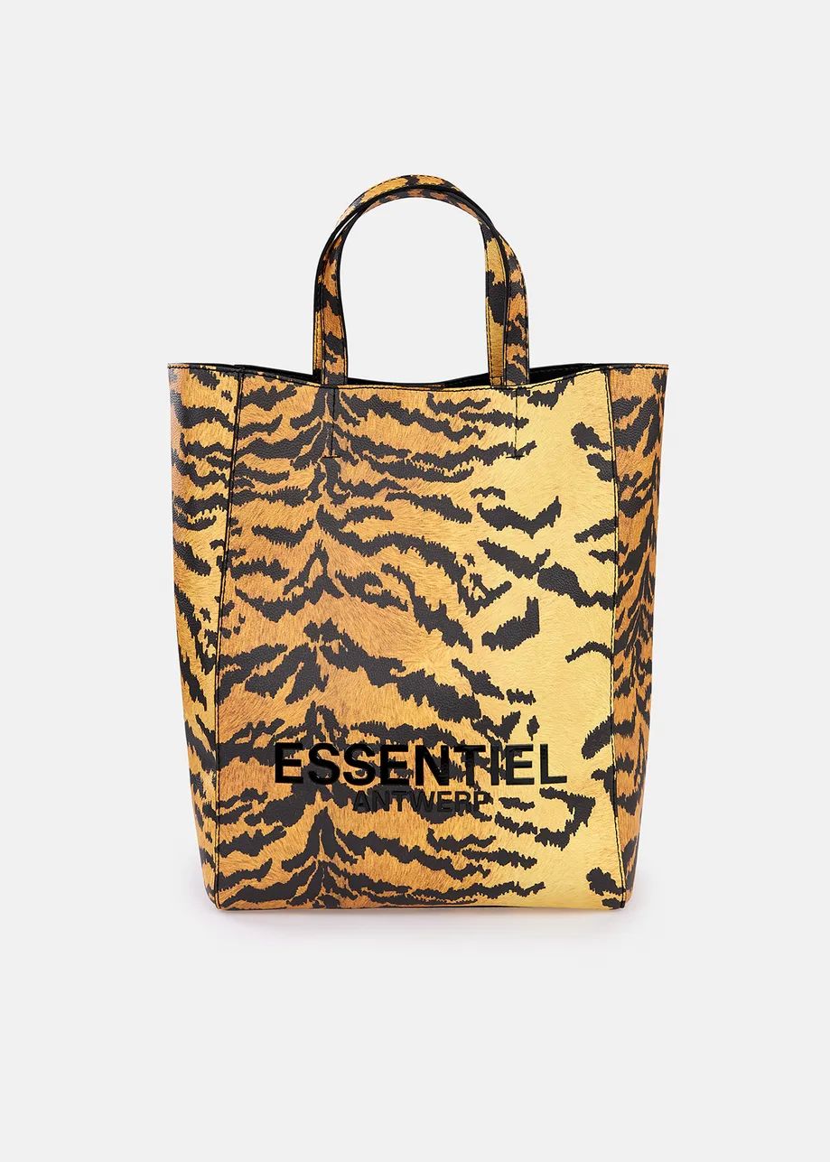 Shopper aus Lederimitat mit Tiger-Print