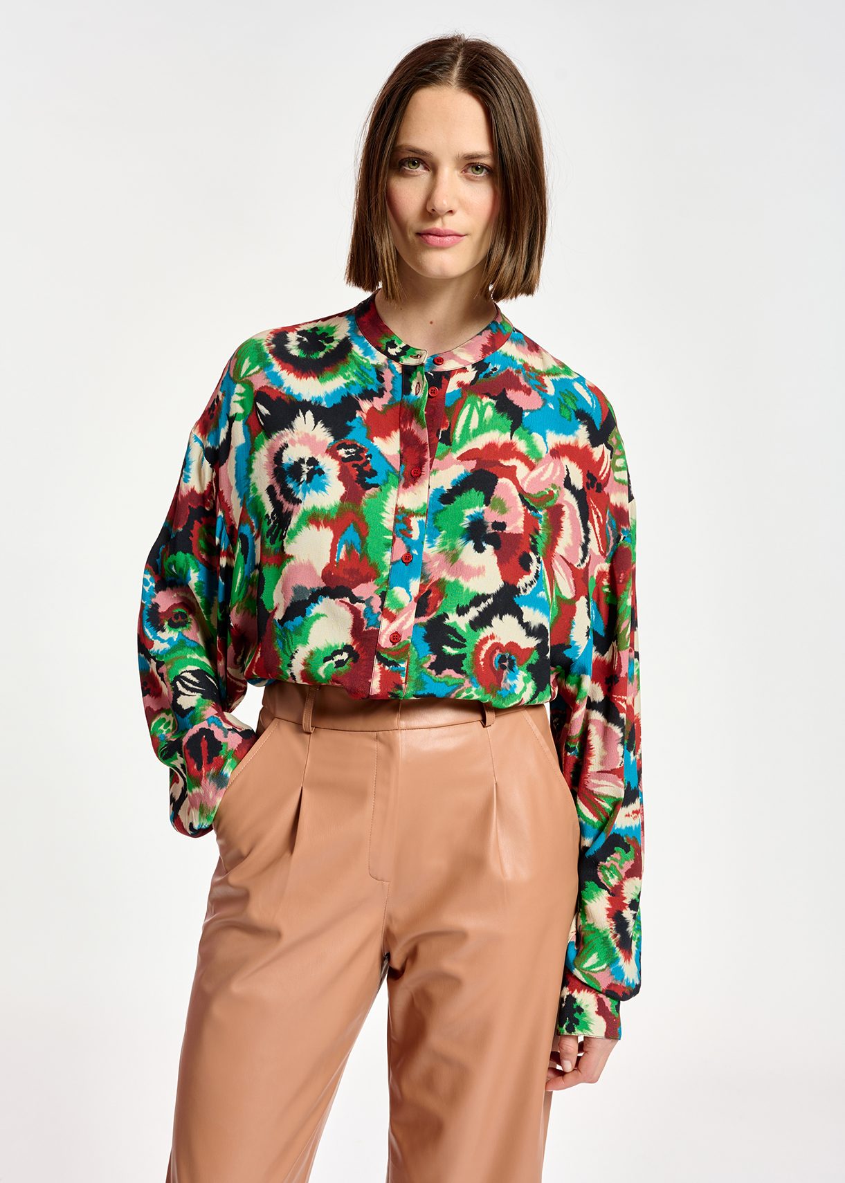 Multicolor floral-print shirt