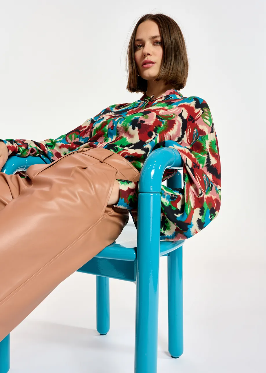 Multicolor floral-print shirt