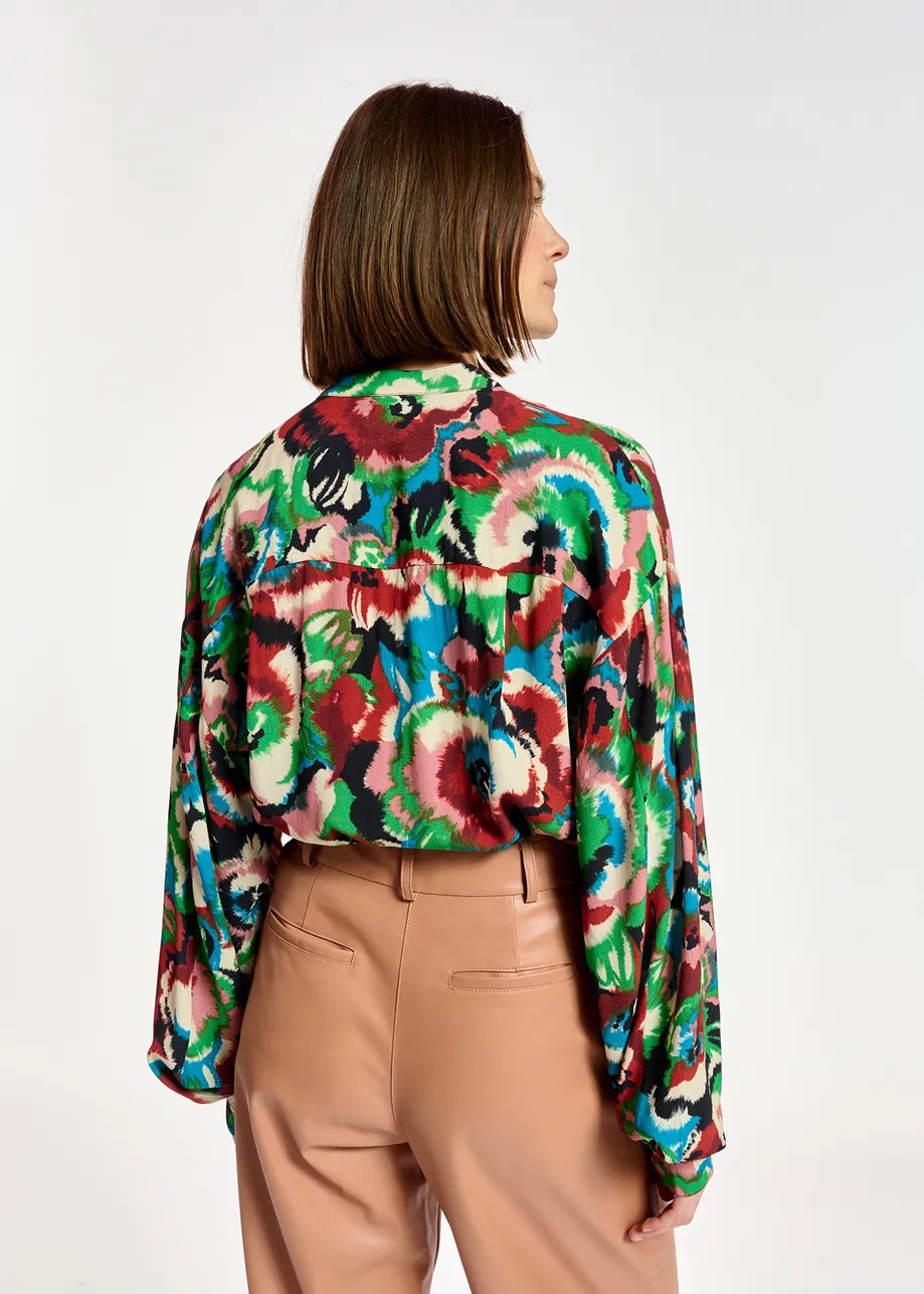 Multicolor floral-print shirt