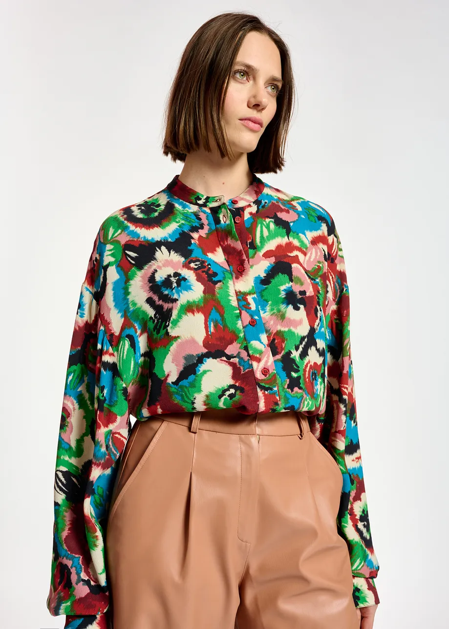Multicolor floral-print shirt