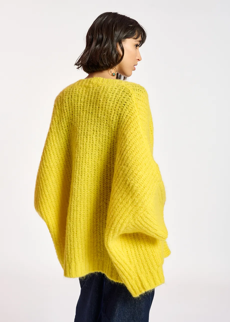 Yellow boxy cut cardigan