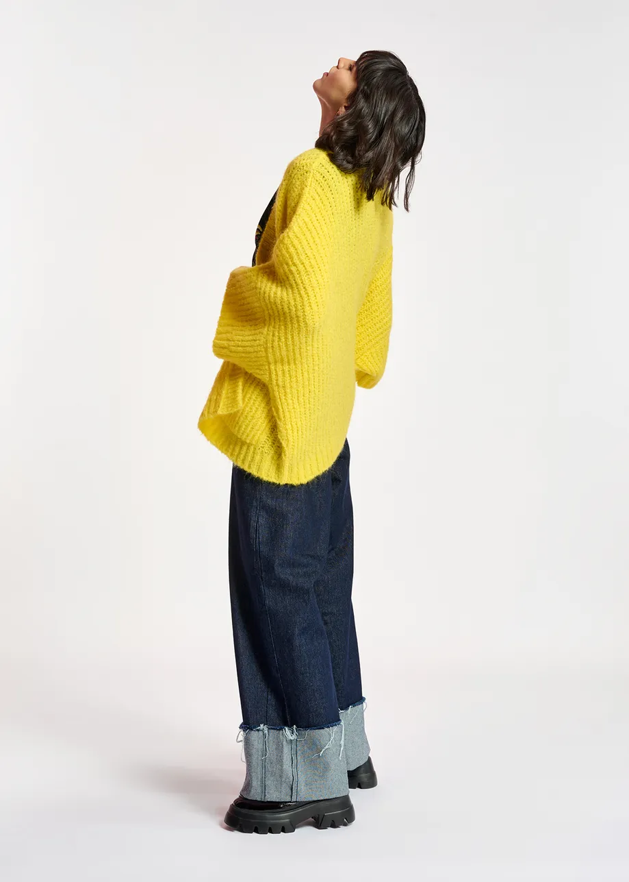 Yellow boxy cut cardigan