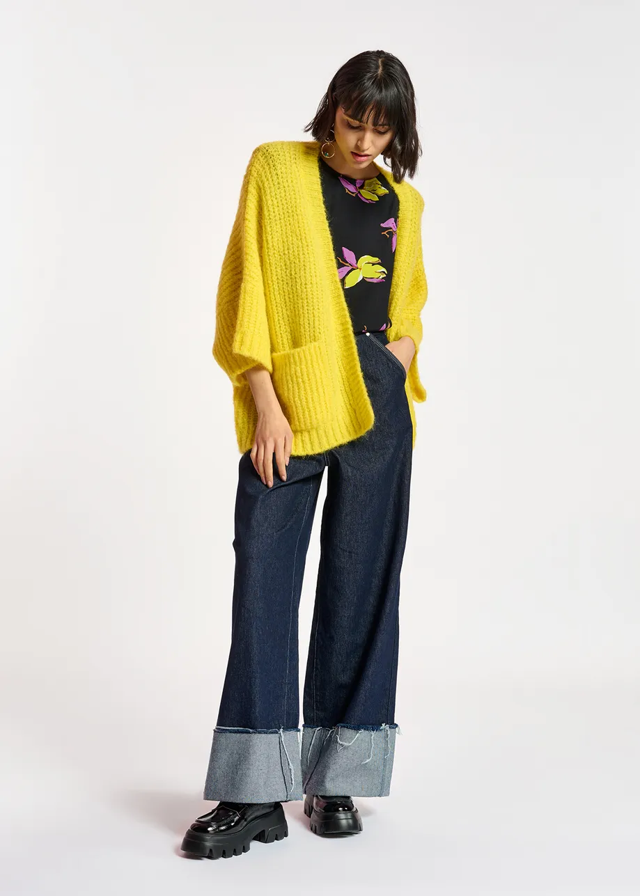 Yellow boxy cut cardigan