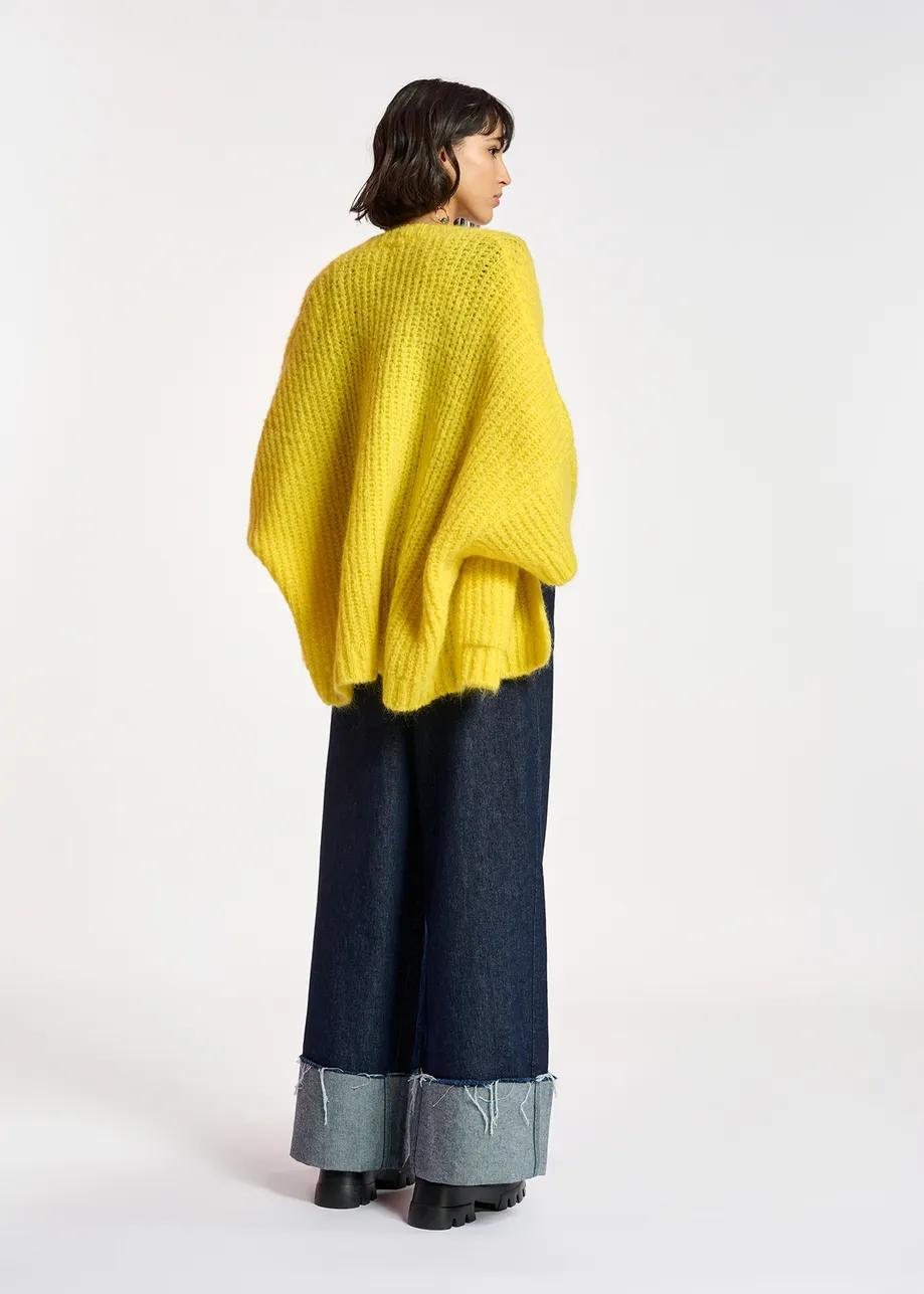 Yellow boxy cut cardigan