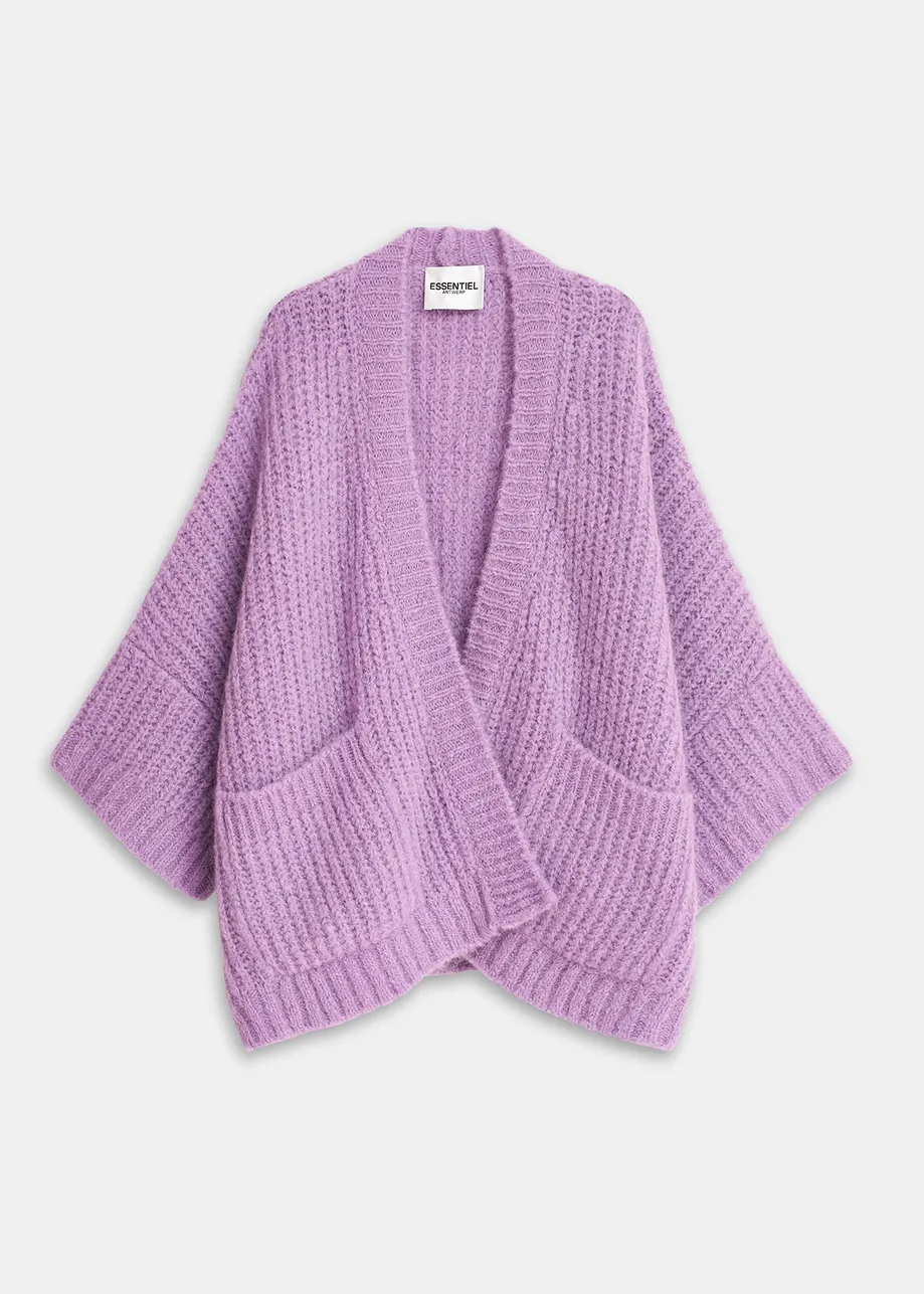 Mauve cardigan met boxy snit