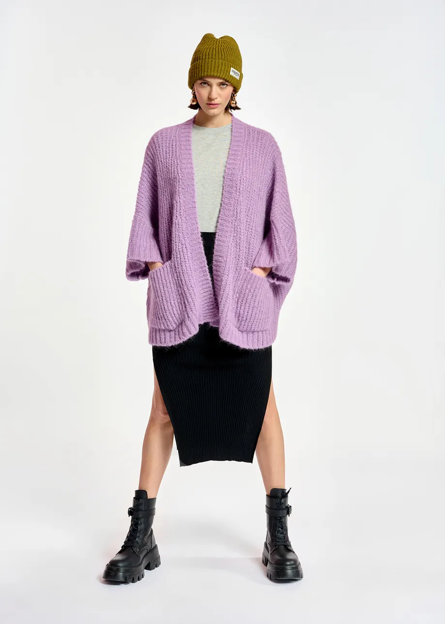 Mauve boxy cut cardigan