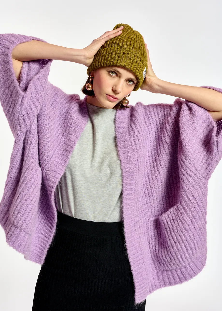 Mauve boxy cut cardigan