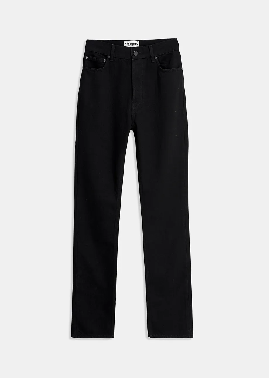 Black high-rise straight-leg jeans