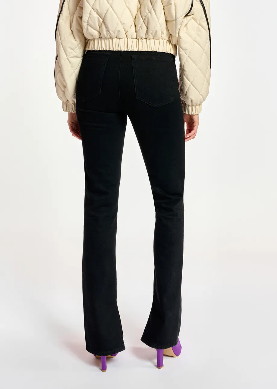 Black high-rise straight-leg jeans